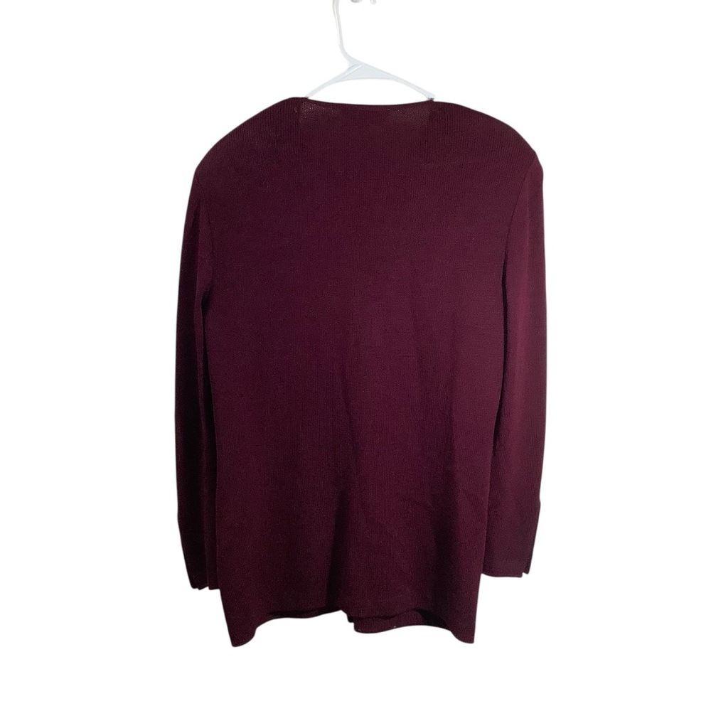 St. John Santana Knit Burgundy Sweater with Gold Accents - Picture 5 of 8